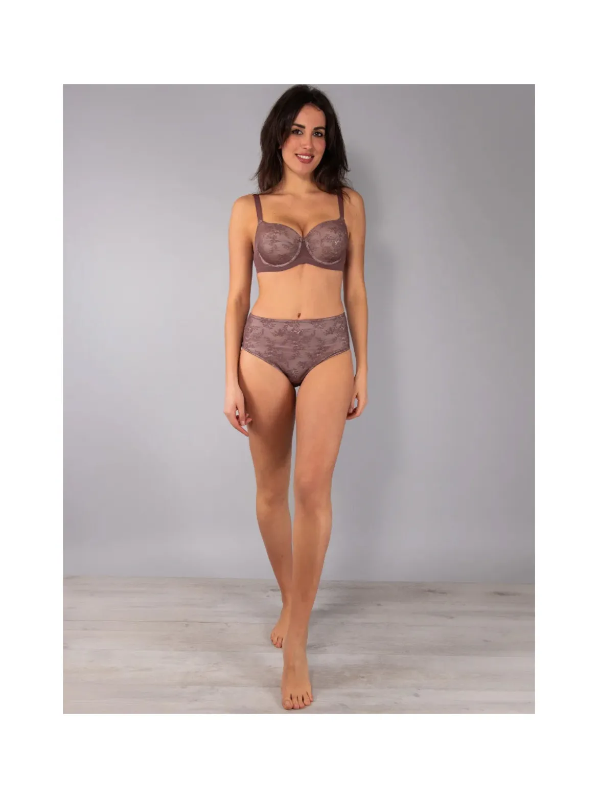 Verde Veronica DR14C Reggiseno donna imbottito con ferretto e coppa C preformata - bordeaux