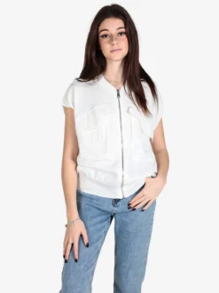 Vicbee Maglia donna senza maniche con zip e tasche