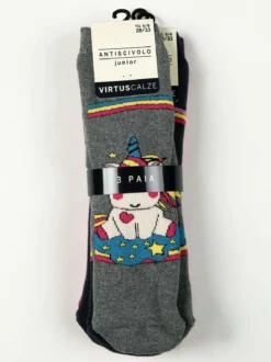Virtus Calze antiscivolo da bambina confezione 3 paia