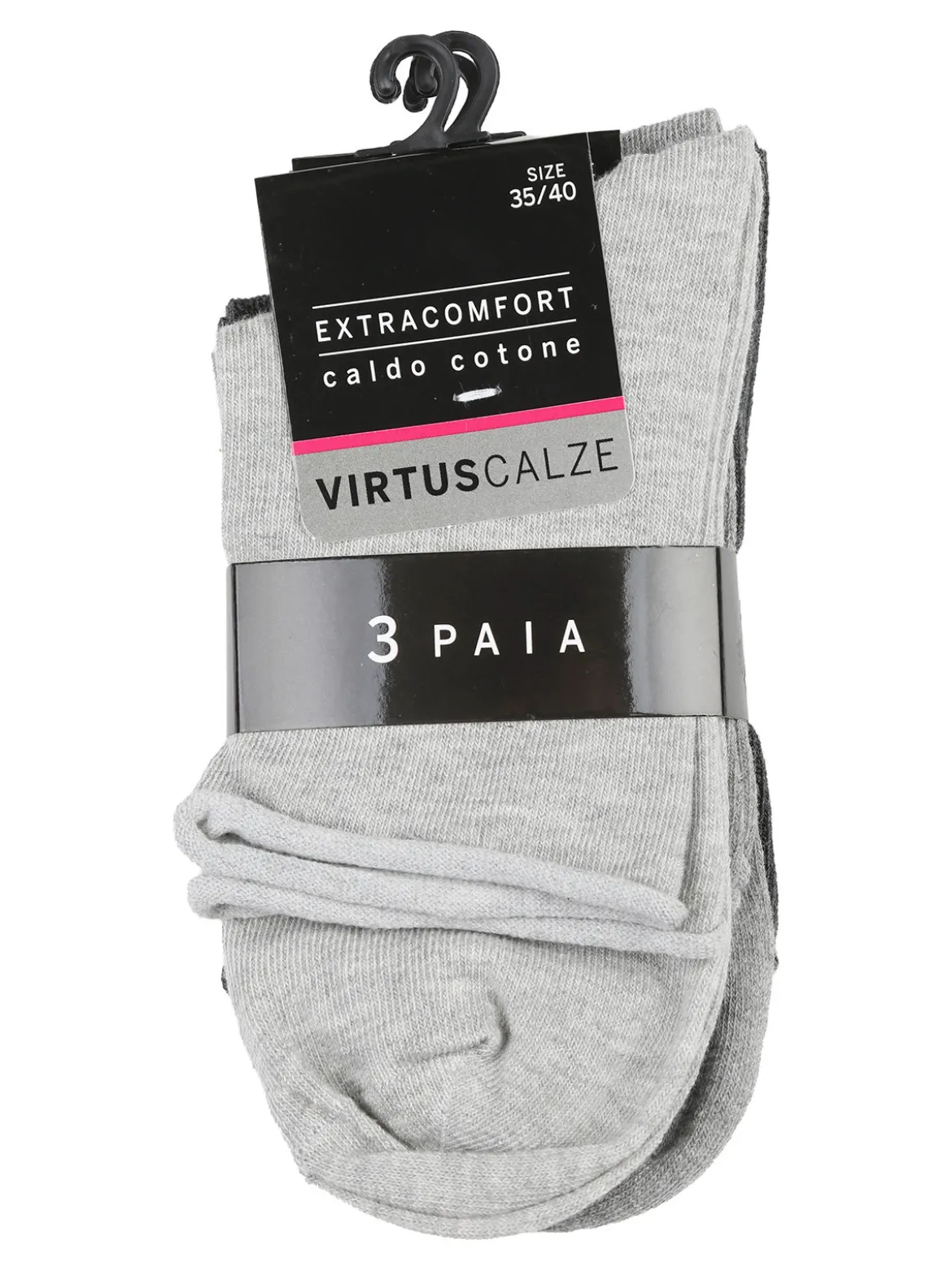 Virtus Confezione da 3 paia di calze corte donna in caldo cotone - grigio