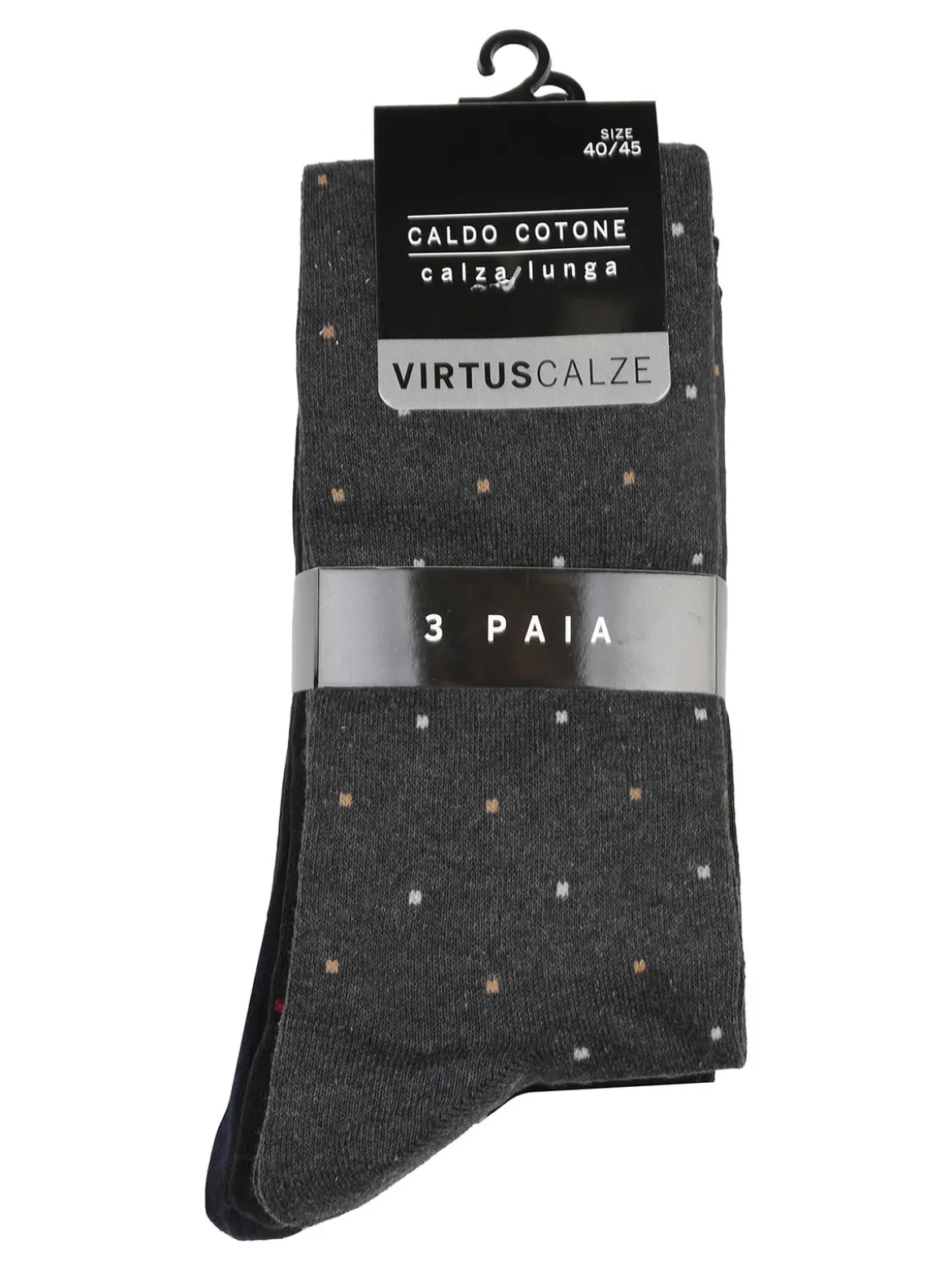 Virtus Confezione da 3 paia di calze lunghe uomo a pois - assortito