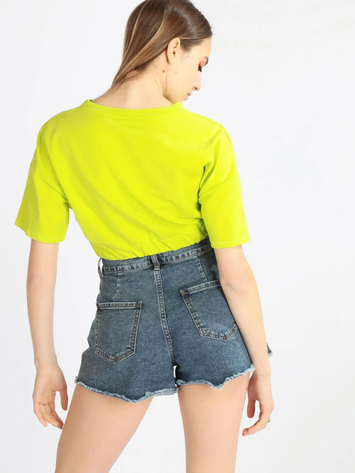 W.Angel Felpa donna cropped manica corta