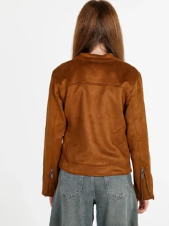 W Collection Giacca donna scamosciata con cerniera - marrone
