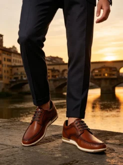 Wild Land Mocassini in pelle da uomo stringati