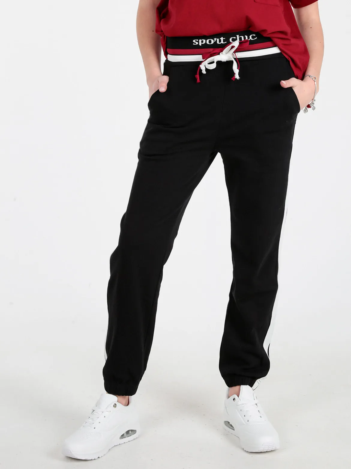 Wit Girl Pantaloni tuta da donna con coulisse e polsini