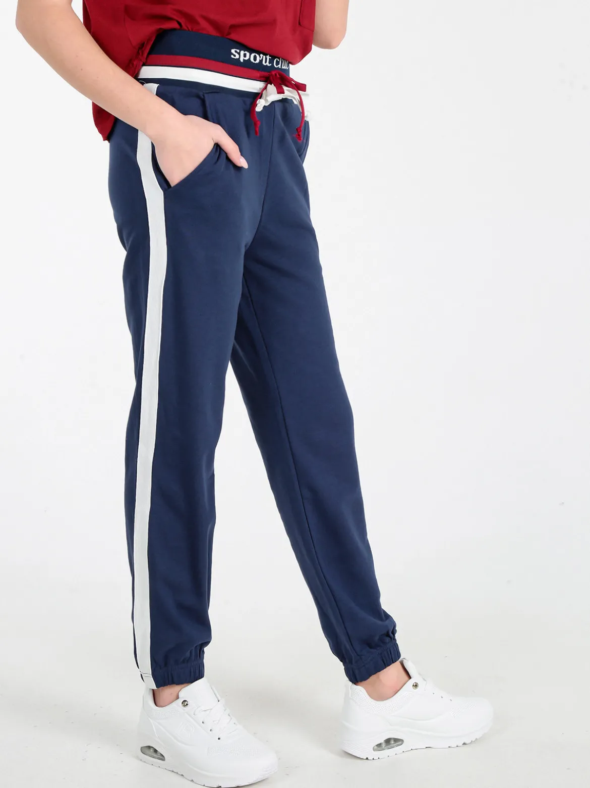 Wit Girl Pantaloni tuta da donna con coulisse e polsini