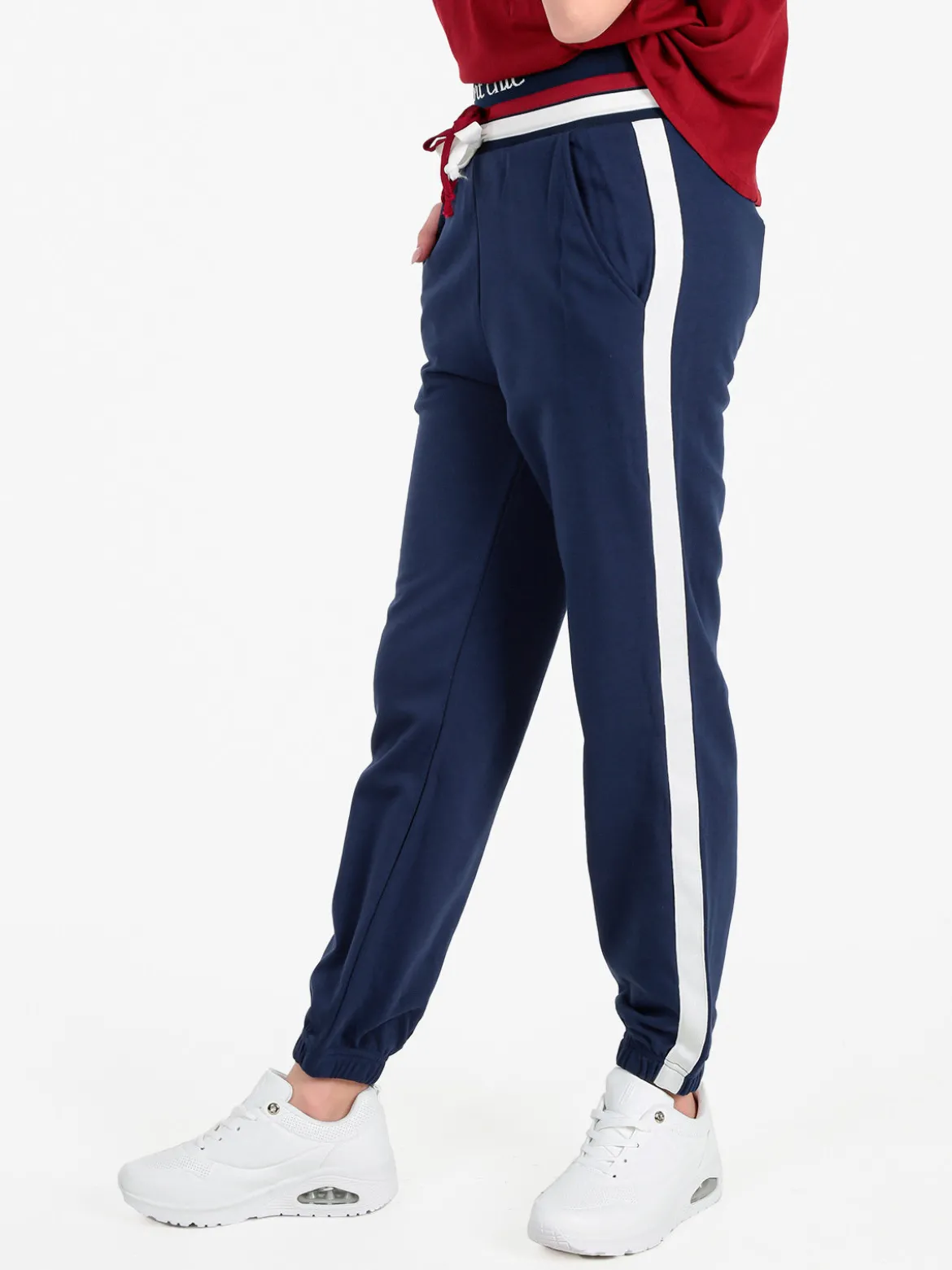 Wit Girl Pantaloni tuta da donna con coulisse e polsini
