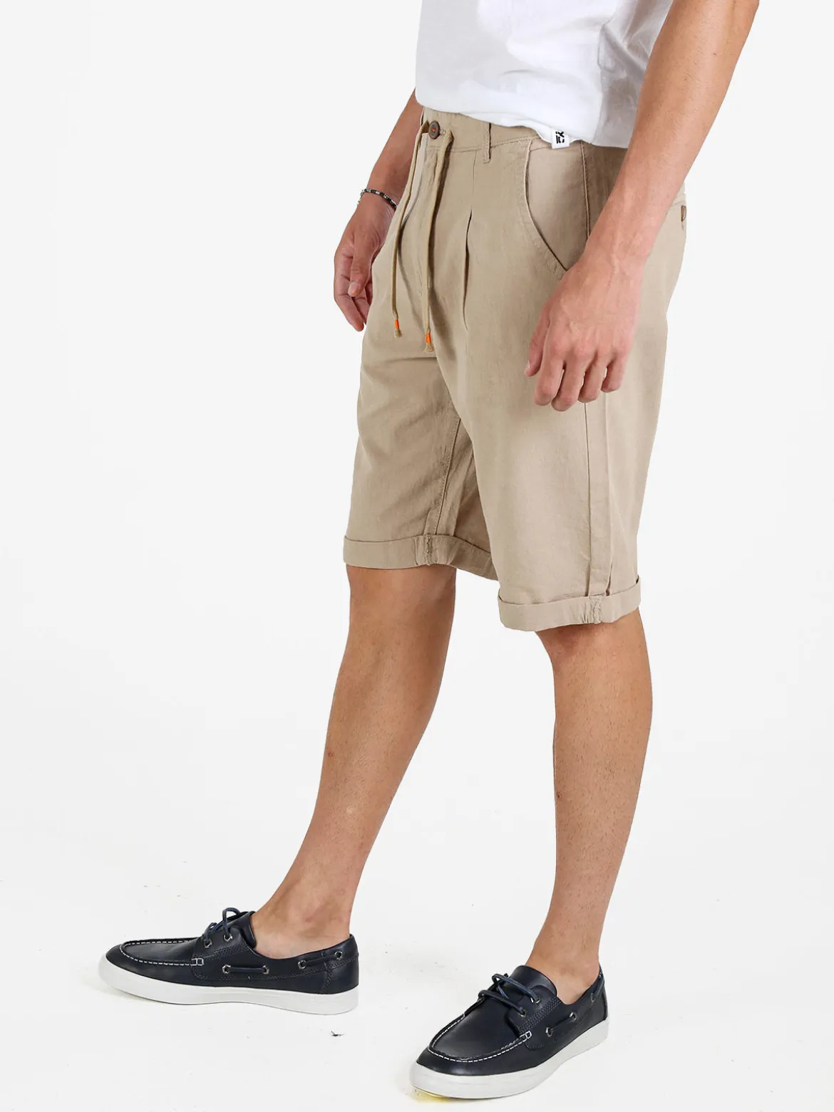 X-Cape Bermuda uomo in misto lino e cotone - beige