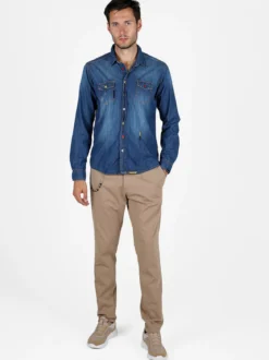 X-Cape Camicia in jeans da uomo con bottoni colorati