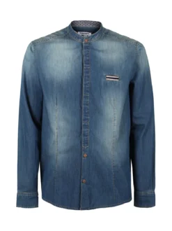 X-Cape Camicia in jeans da uomo con colletto alla coreana