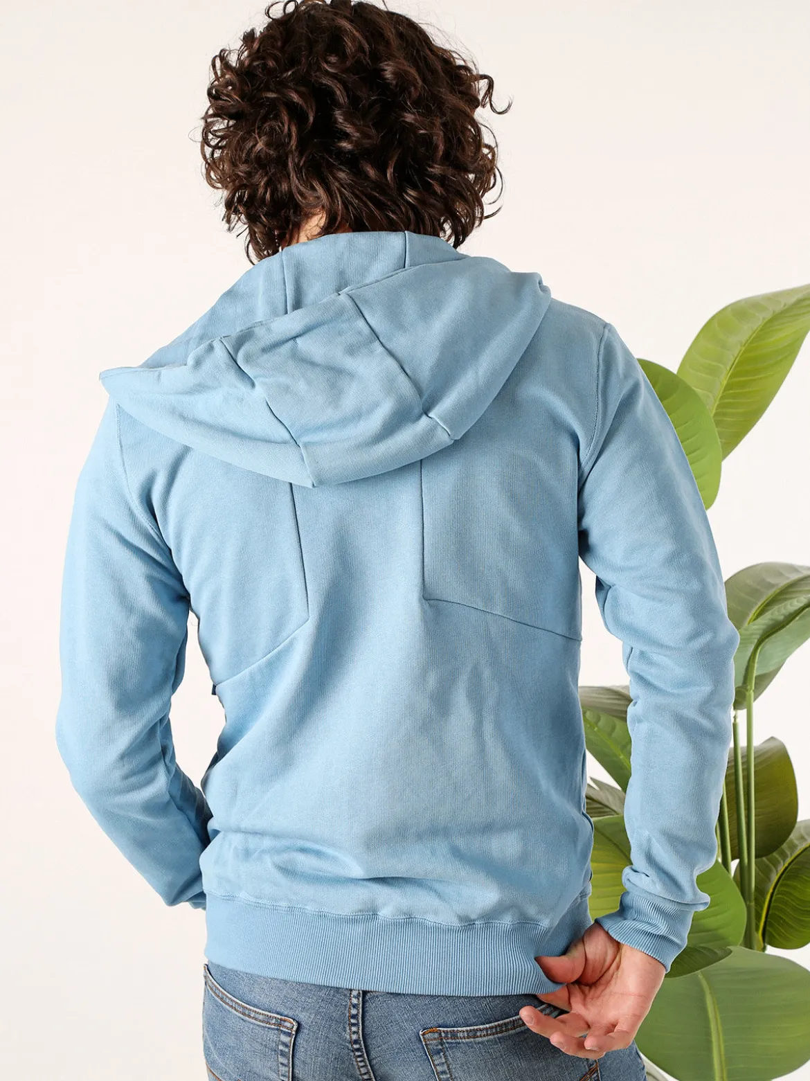 X-Cape Felpa da uomo in cotone con cappuccio e zip - azzurro