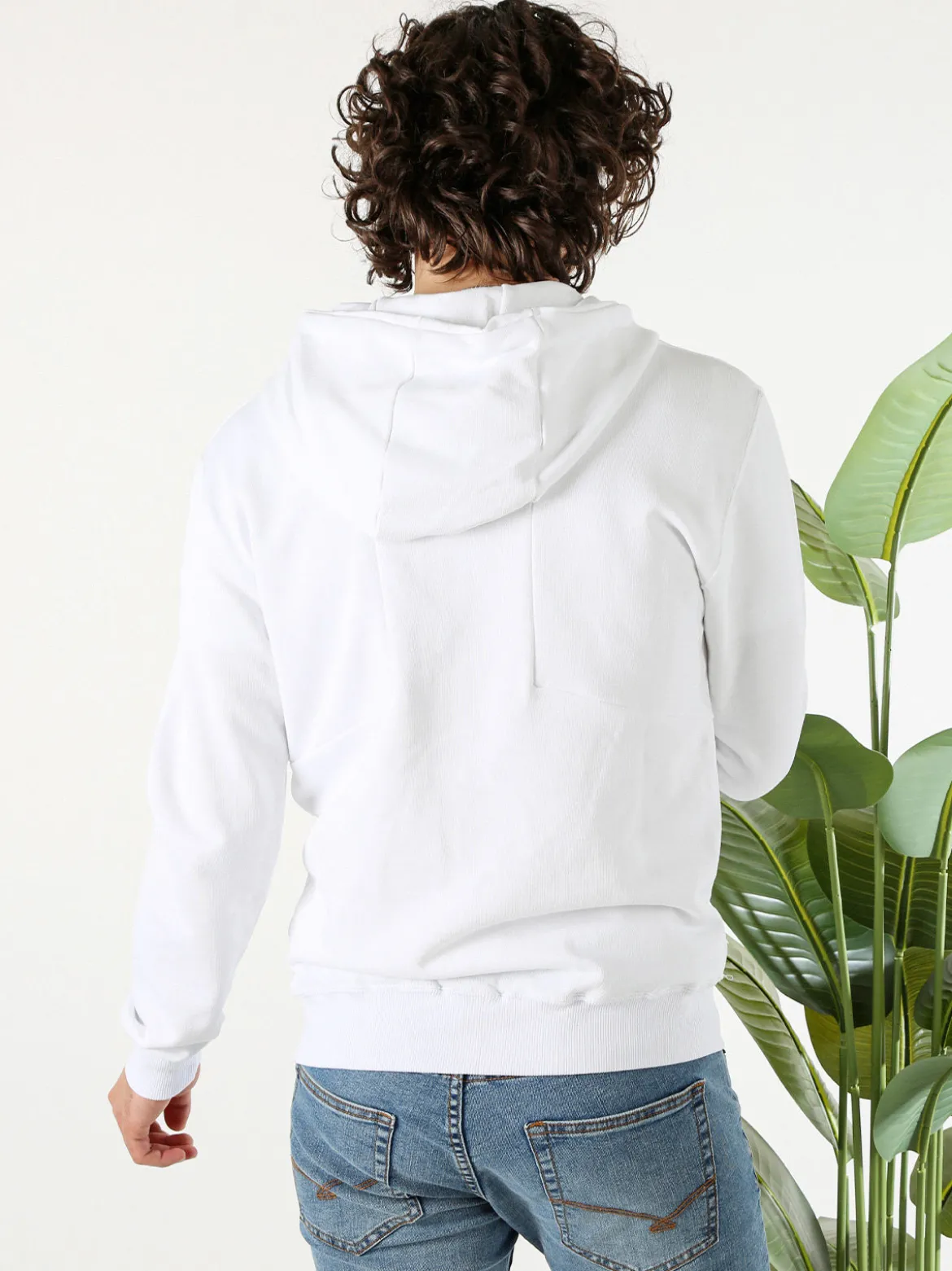 X-Cape Felpa da uomo in cotone con cappuccio e zip - bianco