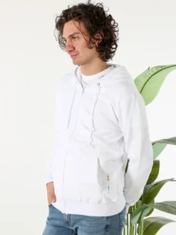 X-Cape Felpa da uomo in cotone con cappuccio e zip - bianco