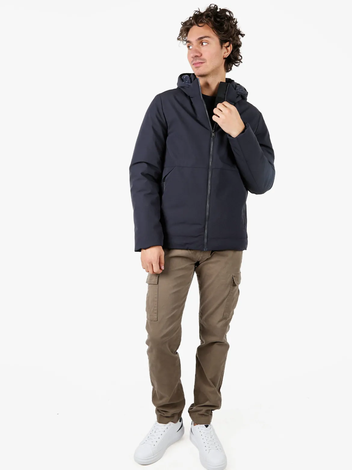 X-Cape Giubbotto uomo imbottito con cappuccio e zip - blu scuro