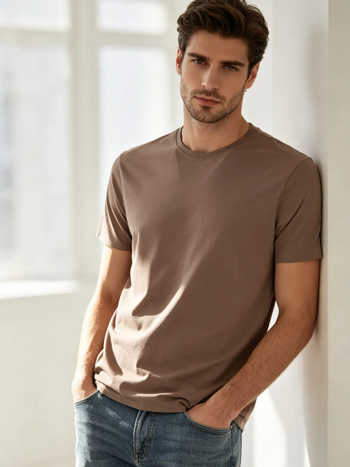 X-Cape T-shirt girocollo da uomo in tessuto tecnico traspirante - marrone