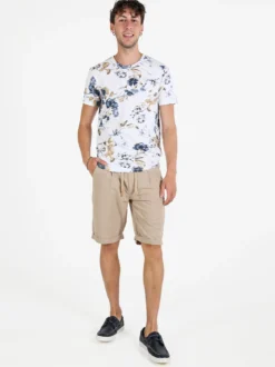 X-Cape T-shirt uomo floreale in cotone - bianco