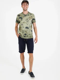 X-Cape T-shirt uomo floreale in cotone - verde