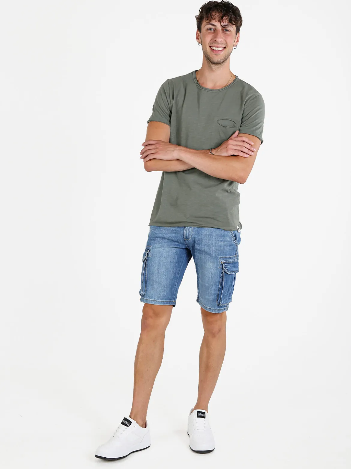 X-Cape T-shirt uomo in cotone con taschino - verde