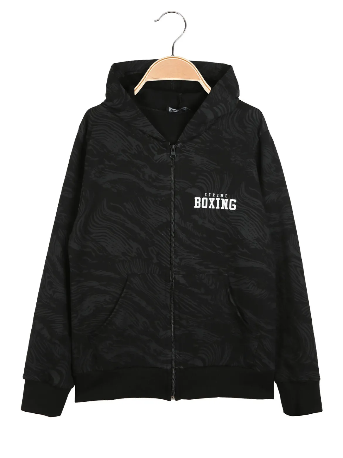 Xtreme Boxing Felpa da ragazzo in cotone con cappuccio e zip - nero