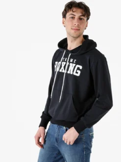 Xtreme Boxing Felpa da uomo in cotone con cappuccio e logo - blu scuro
