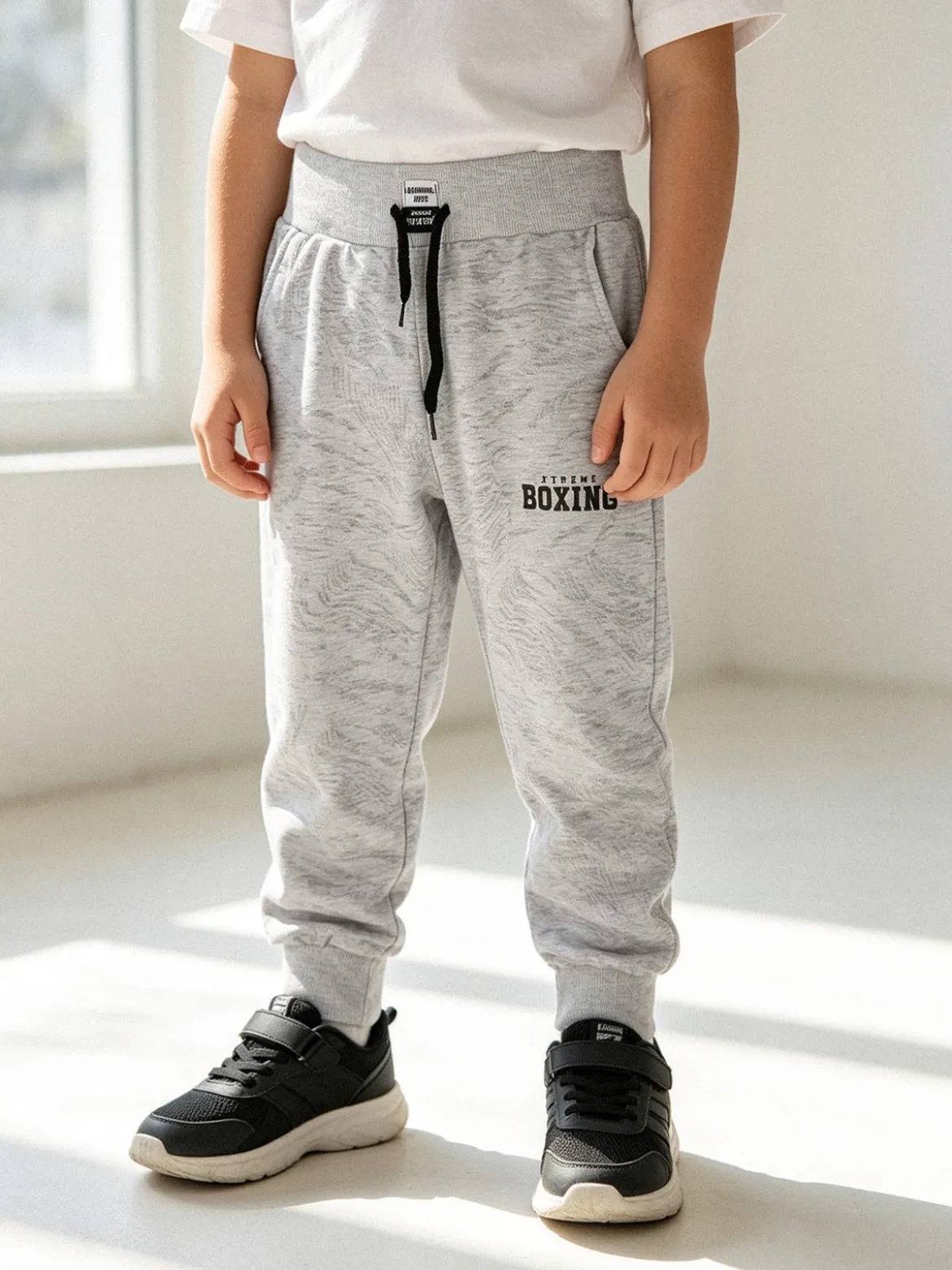 Xtreme Boxing Pantaloni sportivi da ragazzo con coulisse e polsini - grigio