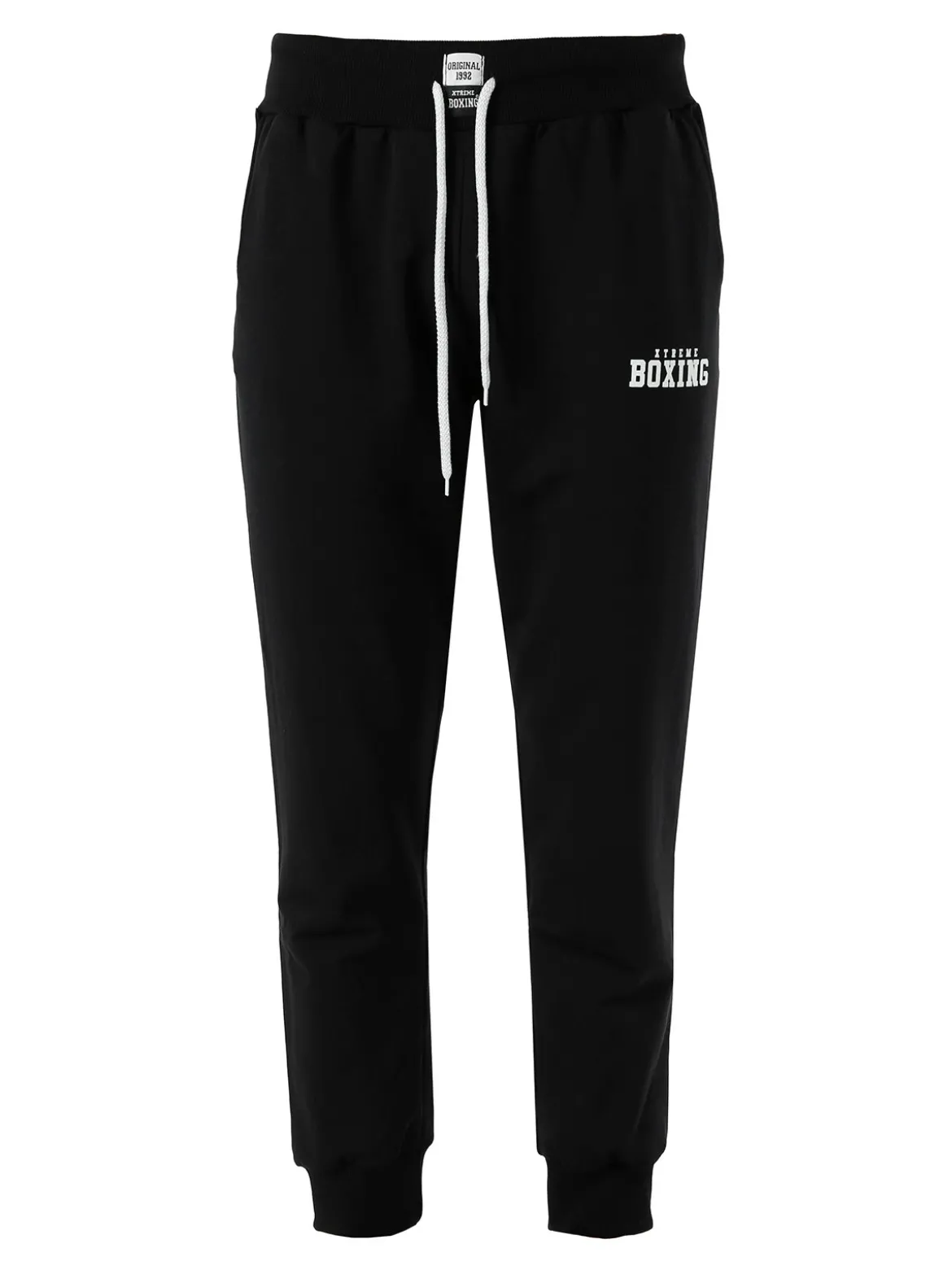 Xtreme Boxing Pantaloni sportivi da uomo in cotone con coulisse e polsini - nero