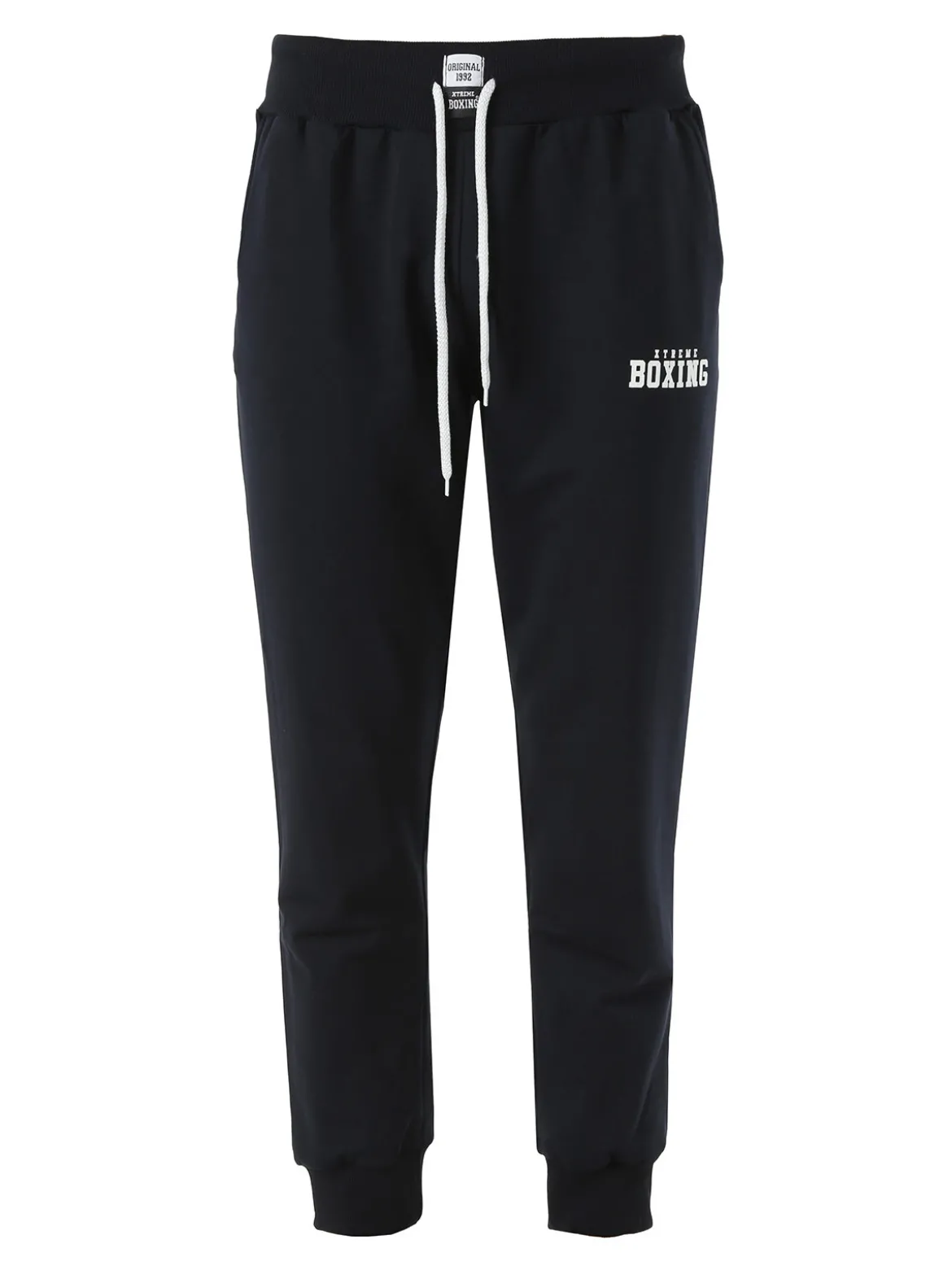 Xtreme Boxing Pantaloni sportivi da uomo in cotone con coulisse e polsini - blu scuro