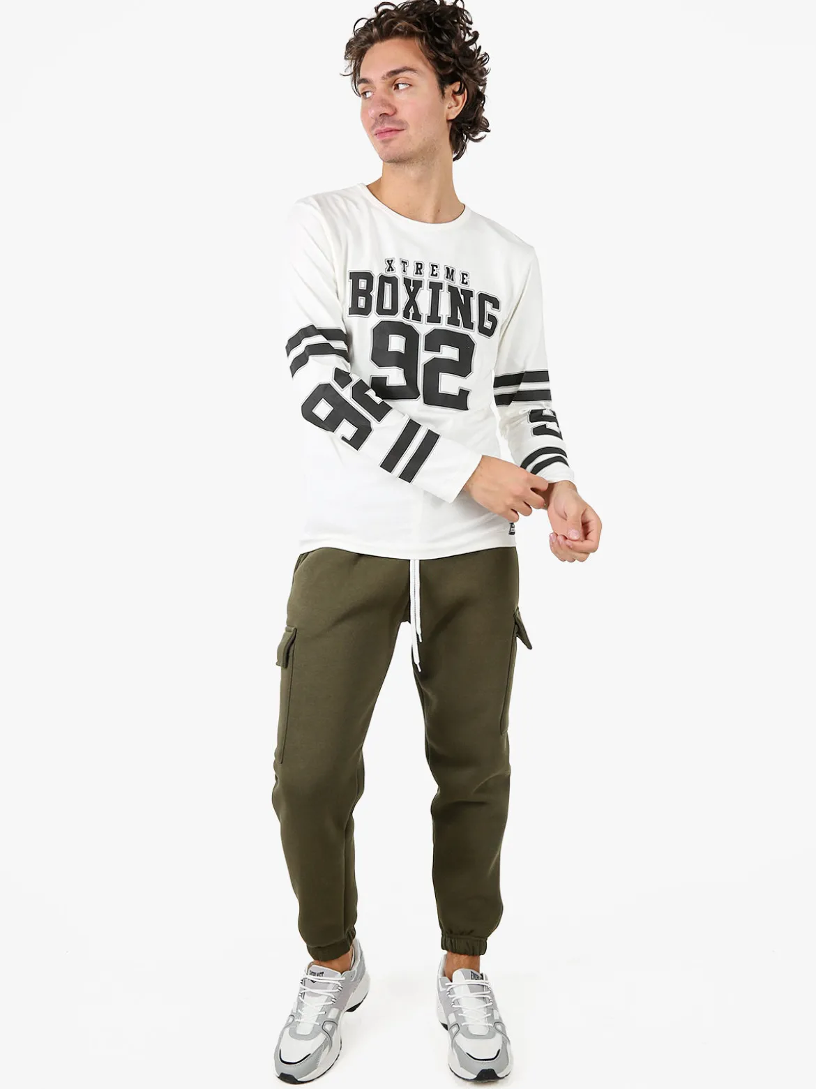 Xtreme Boxing Pantaloni tuta cargo da uomo felpati - militare