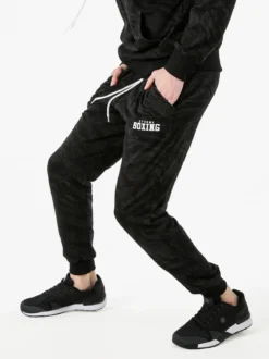Xtreme Boxing Pantaloni tuta da uomo in cotone con stampe e polsini - nero