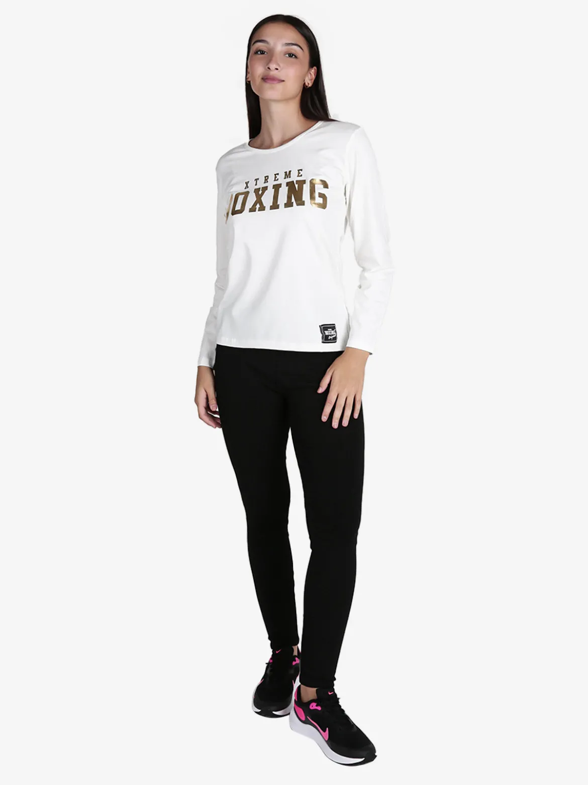 Xtreme Boxing T-shirt donna sportiva a maniche lunghe con scritta