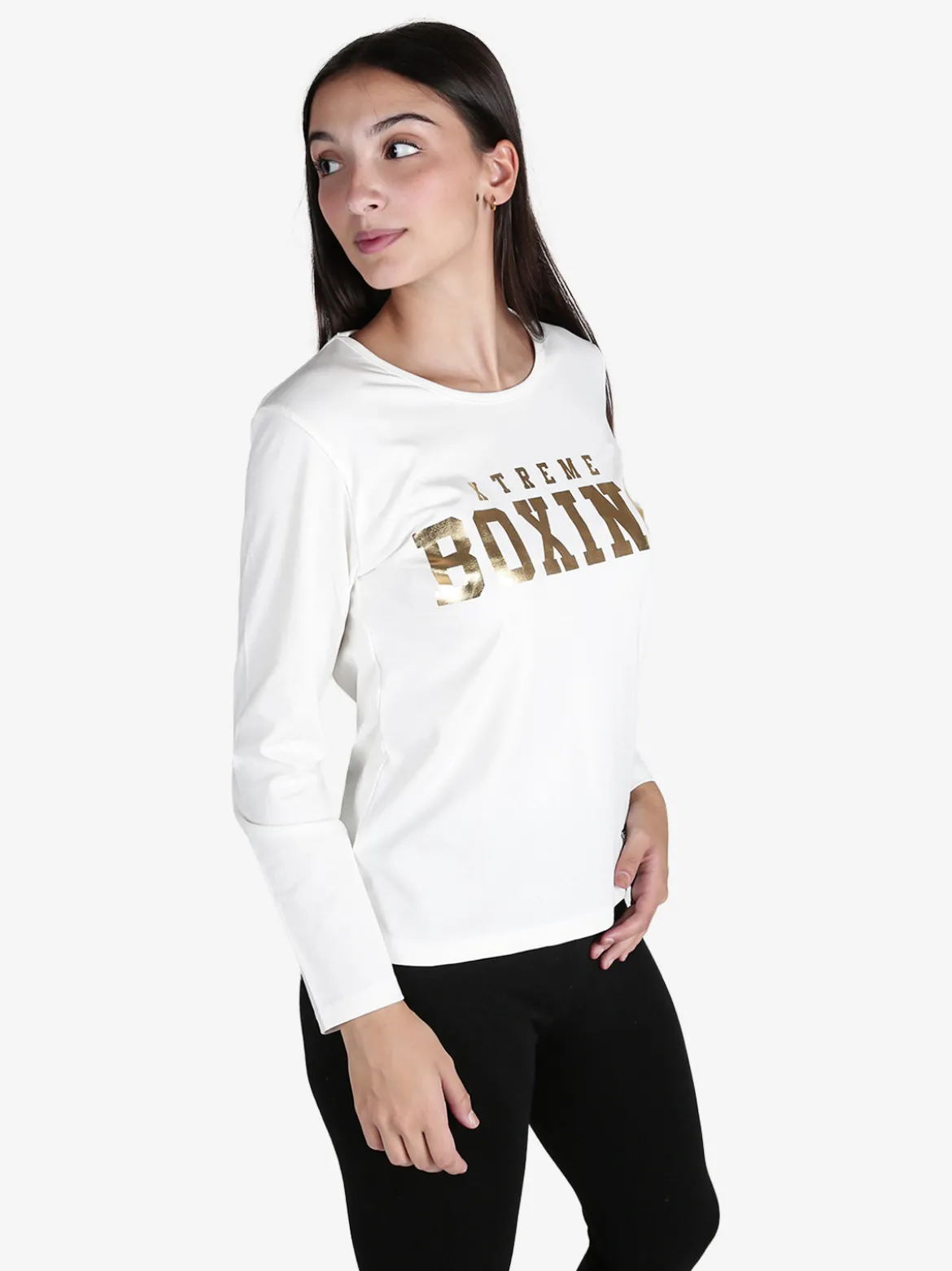 Xtreme Boxing T-shirt donna sportiva a maniche lunghe con scritta
