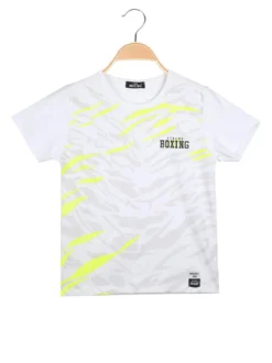 Xtreme Boxing T-shirt girocollo da ragazzo in cotone con stampe - bianco