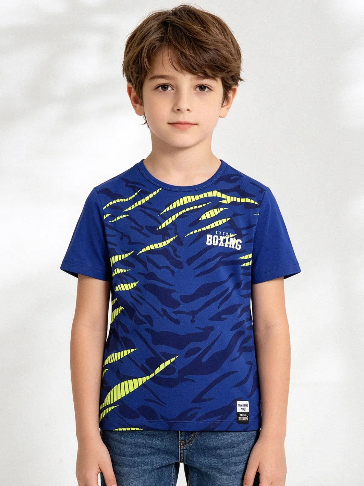 Xtreme Boxing T-shirt girocollo da ragazzo in cotone con stampe - blu