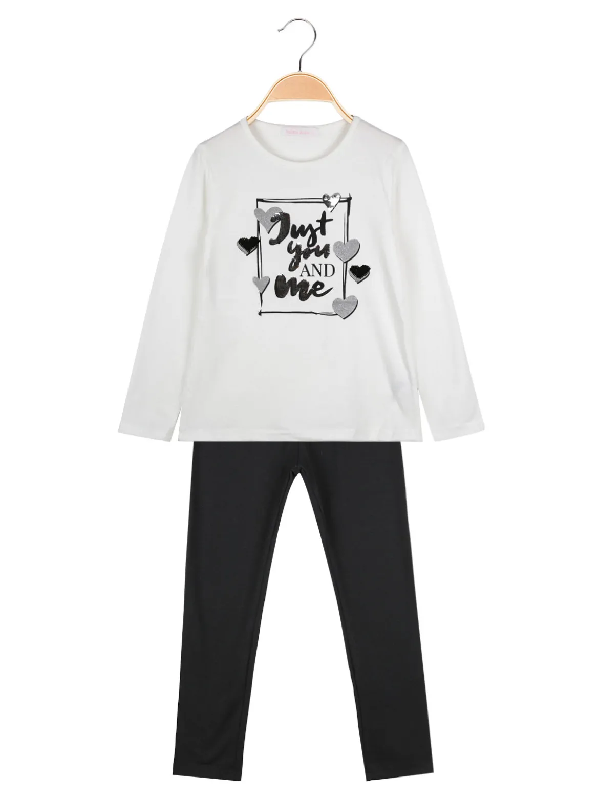 Yes! Do Kid'S Completo 2 pezzi da bambina con maglietta e leggings - bianco