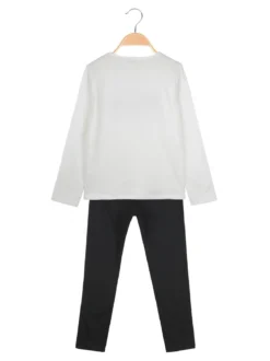Yes! Do Kid'S Completo 2 pezzi da bambina con maglietta e leggings - bianco