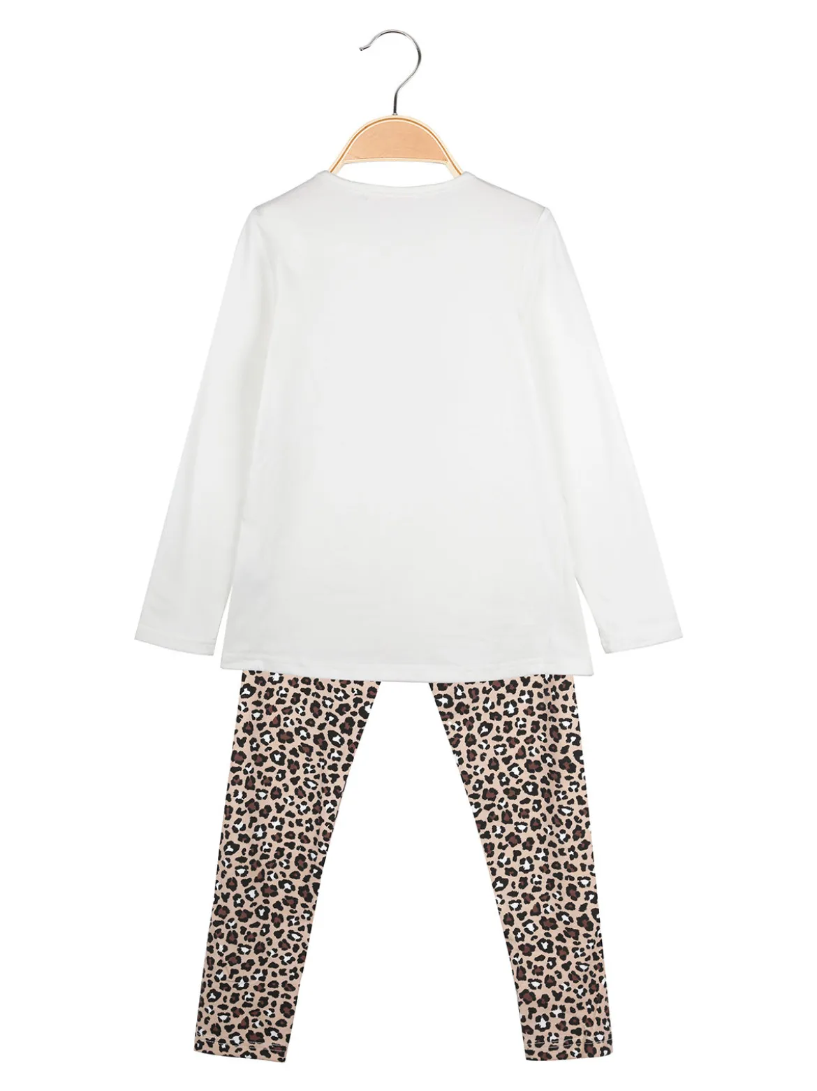 Yes! Do Kid'S Completo 2 pezzi da bambina con maglietta e leggings animalier - bianco