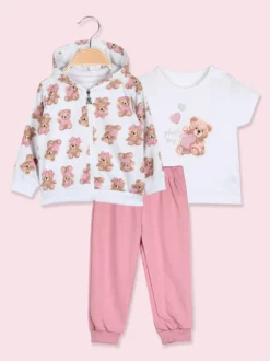 Yes! Do Kid'S Completo tuta 3 pezzi da neonata con cappuccio e zip - bianco