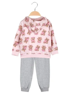 Yes! Do Kid'S Completo tuta 3 pezzi da neonata con cappuccio e zip - rosa