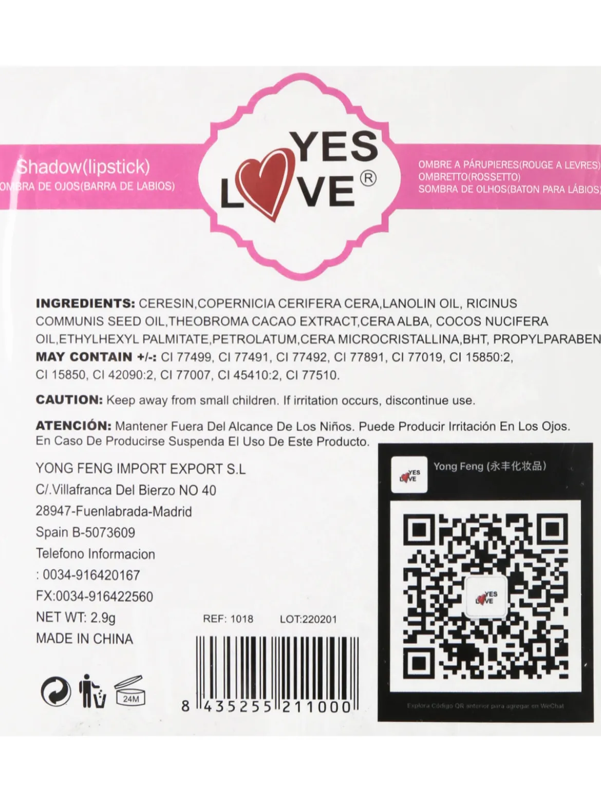Yes Love Cosmetics Matitone colorato con temperino