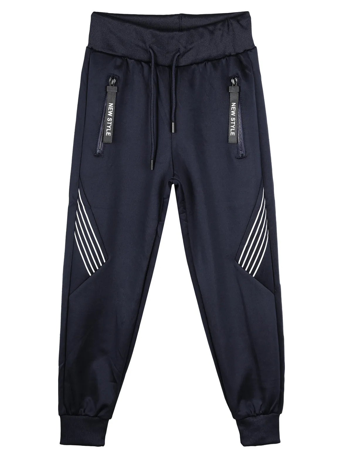 Yi Boy Pantaloni da bambino con coulisse e polsini - blu scuro