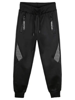 Yi Boy Pantaloni da bambino con coulisse e polsini - nero