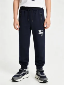 Yi Boy Pantaloni tuta da bambino con polsini e coulisse - blu scuro