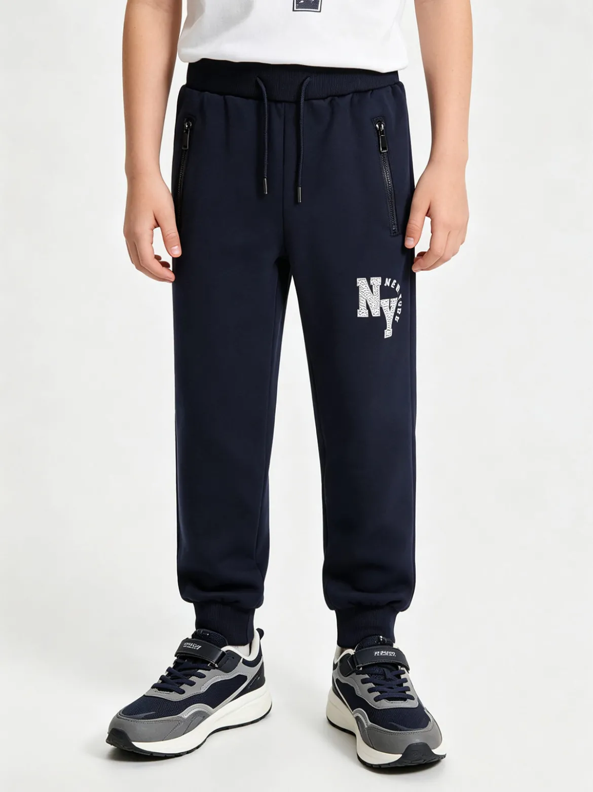Yi Boy Pantaloni tuta da bambino con polsini e coulisse - blu scuro