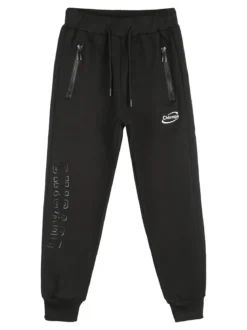Yi Boy Pantaloni tuta da bambino con polsini e coulisse - nero