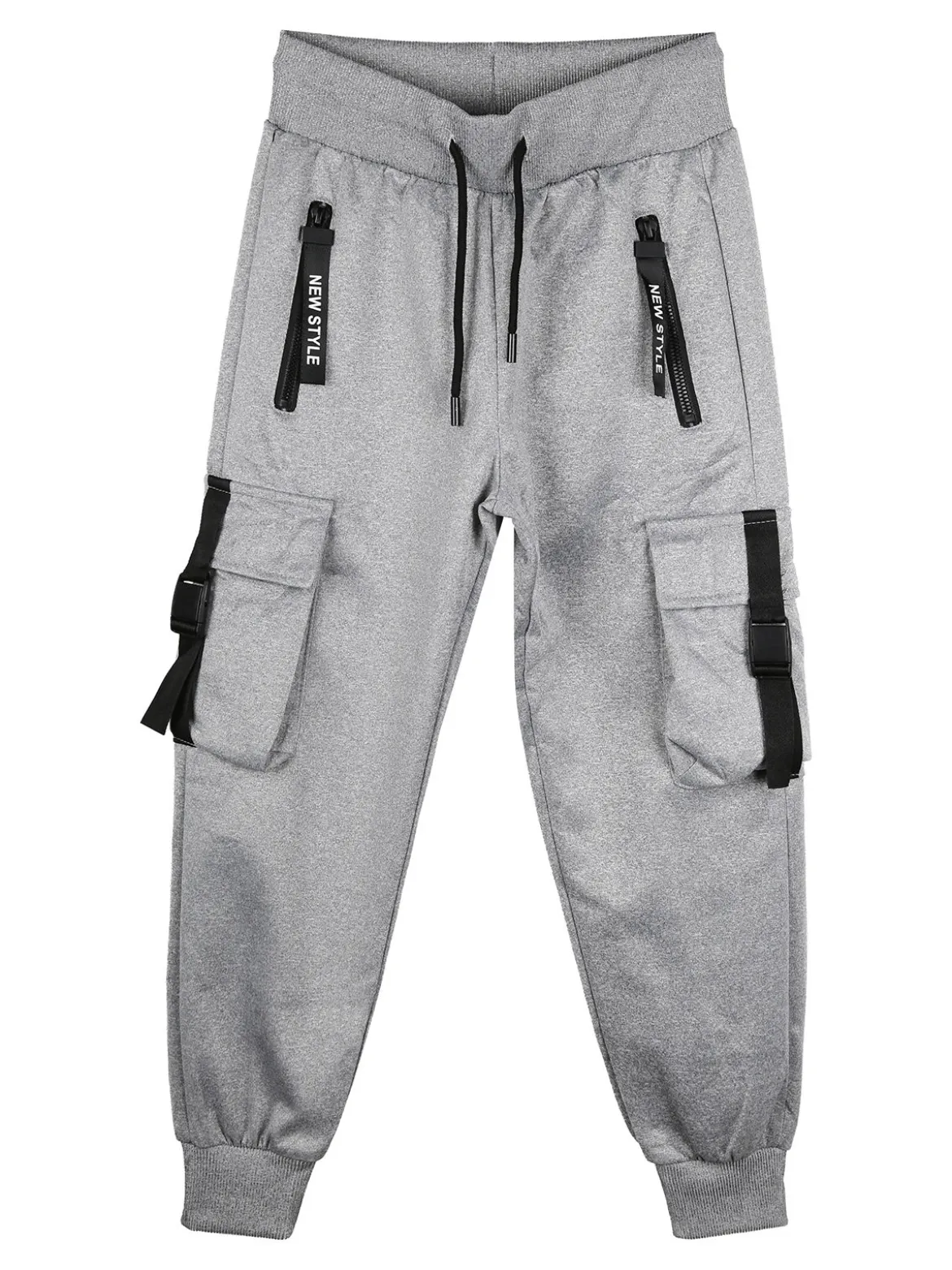 Yi Boy Pantaloni tuta da bambino con tasconi laterali e polsini - grigio