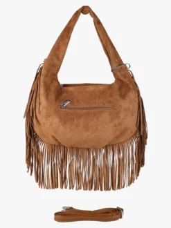 You Young Coveri Borsa a spalla da donna con frange e borchie - marrone