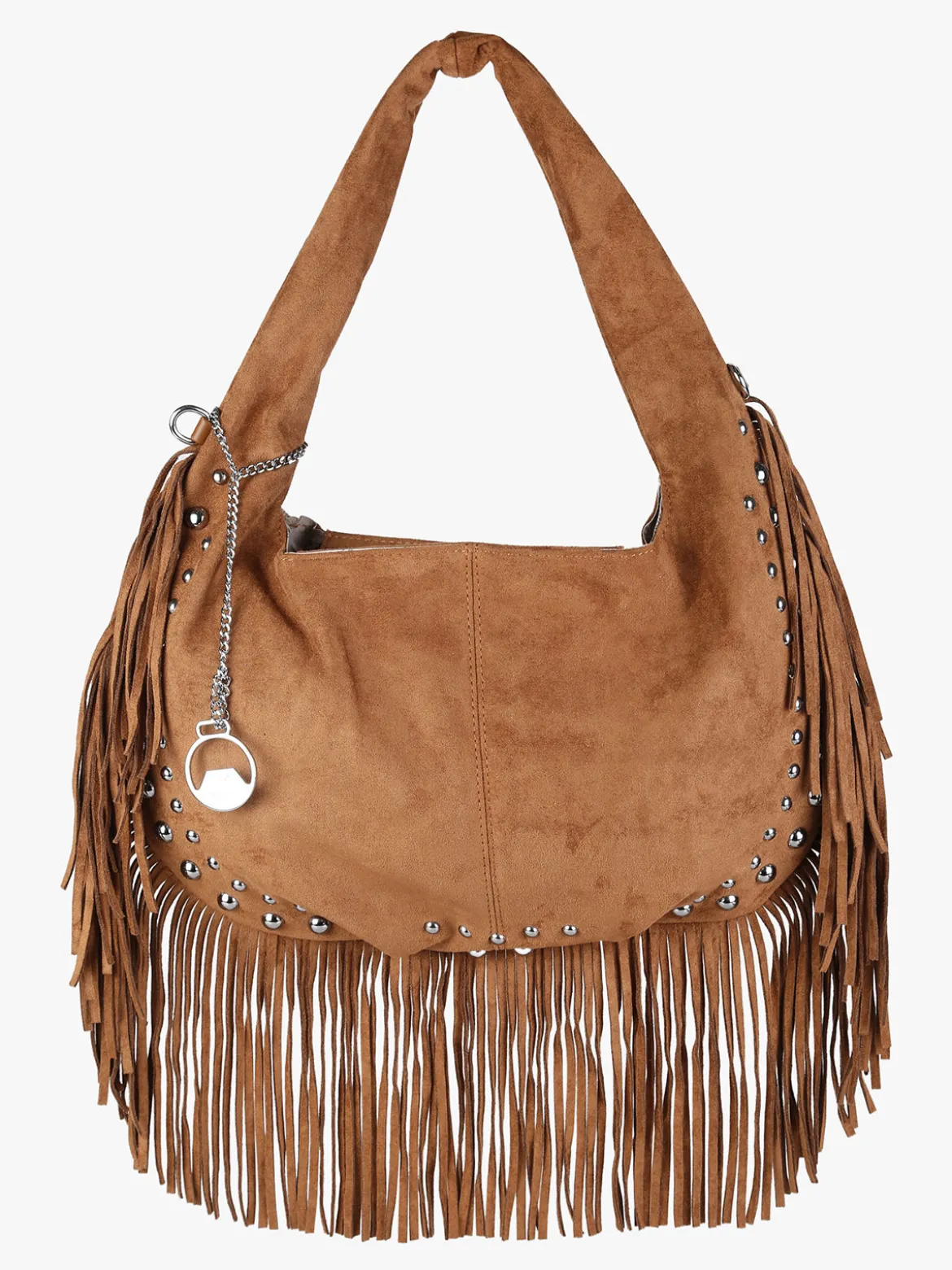 You Young Coveri Borsa a spalla da donna con frange e borchie - marrone