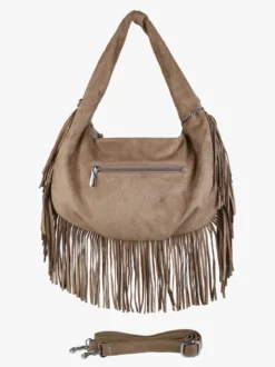 You Young Coveri Borsa a spalla da donna con frange e borchie - khaki
