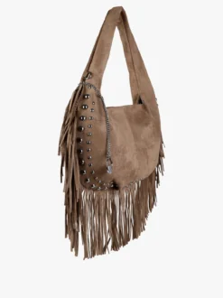 You Young Coveri Borsa a spalla da donna con frange e borchie - khaki