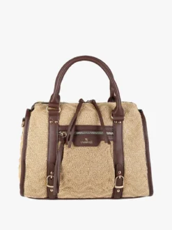 You Young Coveri Borsa bauletto da donna in maglia intrecciata con dettagli in ecopelle - khaki